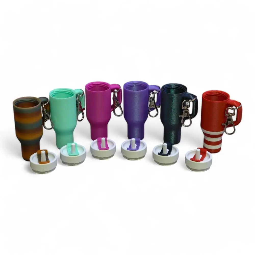 Tumbler Cup Keychain with Removable Lid - Chapstick Holder, rings, medication, money cute for all - One of a kind design! Keychains Cute Cute Keychains For Car Keys