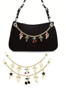 Sweet And Cool Tassel Star Cherry Bag Charm With Removable Metal Decorative Chain. Fashionable Bag Charm And Bag Extender Chain, Charms For Bags, Suitable For Underarm Bags And Baguette Bags, A Stylish Accessory To Complete Your Outfit.