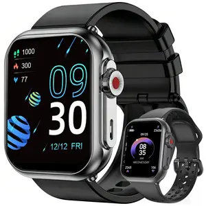 1.85" Fashion Touch Screen Smart Watch with Answer/Make Calls/Message Reminder, Multifunctional Fitness Watch with 100+ Sports Modes, DIY Watch Dials, Smart Watches for iPhone/Andriod, Activity Tracker for Men Women Black Wearable