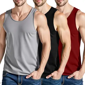 Menswear Plain Crew Neck Sleeveless Undershirt Tank Top - Smooth, Breathable Fabric for Everyday Casual, Layered Outfits