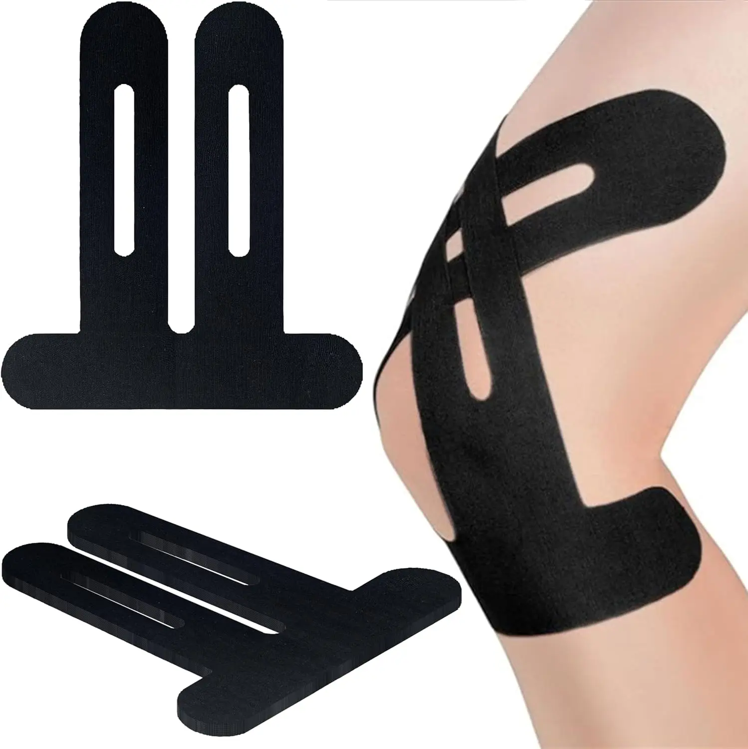 summerwins Unisex Precut Shape Knee Kinesiology Tape (10PCS) - Waterproof, Latex-Free Athletic Sports Tape with Knee Strap for Support & Stability in Basketball, Running