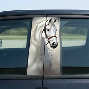 White Horse Car B-Pillar Sticker - Durable Material for Car Use, Easy Application, Stylish Design for Various Car Models
