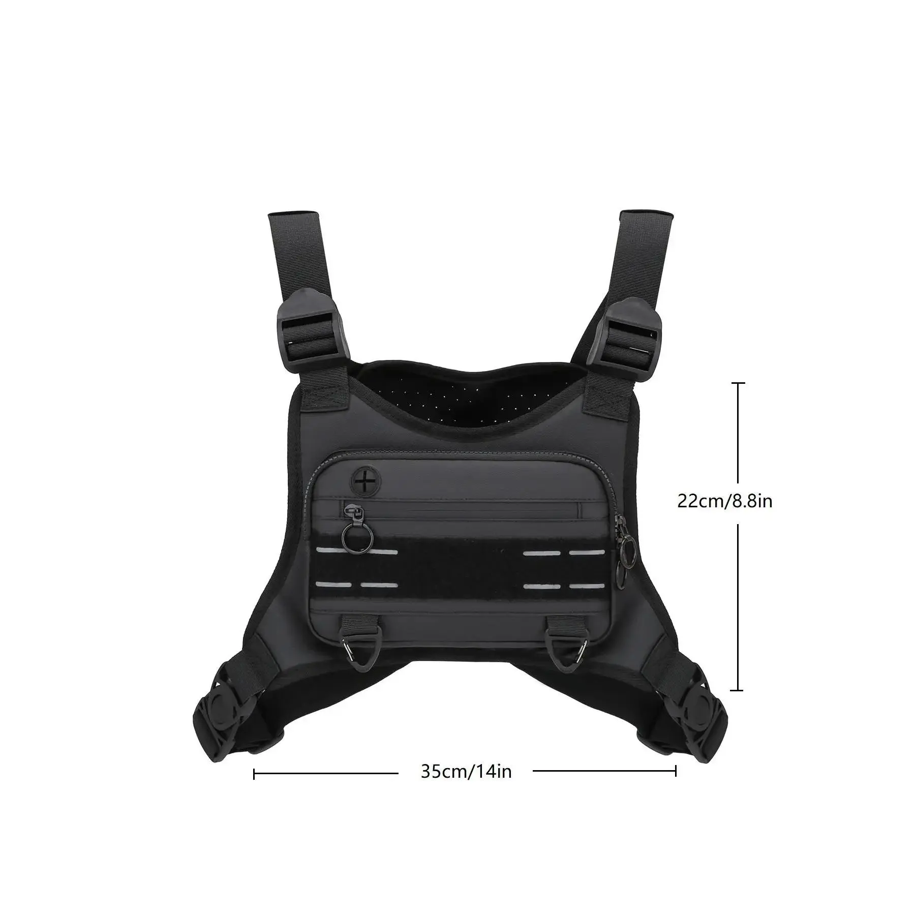 Men's Lightweight Water-Resistant Activewear Outdoor Chest Vest - Zippered Adjustable Sports Pack for Running, Cycling Workouts (Black), Vests, Front Pocket, Mini, Chest Pack