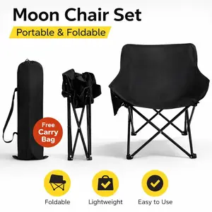 Unbranded Portable Black Low Backrest Camping Chair Lightweight Steel Frame Outdoor Fishing Chair for Camping Picnic Hiking 1PCS