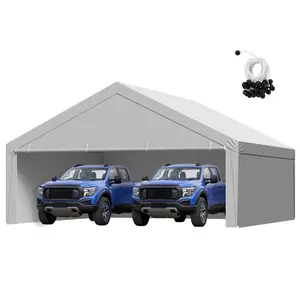 VEVOR Carport Replacement Canopy, 12x 20 ft Potable Garage Tent Top Tarp, UV-Resistant Waterproof Car Shelter Tarp, Heavy Duty Car Port Cover with Ball Buggees, White, Frame Not IncludedVEVOR Super Brand Day