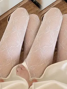Sweet Butterfly Knot Tight Fishnet Jumpsuit Socks, 2 Pairs, Sexy Fitted Design, All Seasons Wear, Women's Fashion