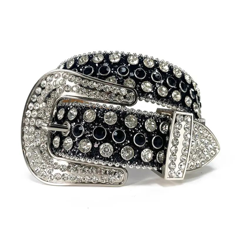 Women's Bedazzling Rhinestone Belt with Beaded Edge - Casual, Hip Hop, Party Clothes Accessory Belt for Average & Large Size Females, Average Size, Belts
