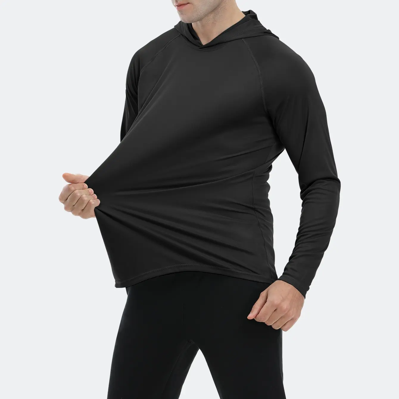 HOPLYNN  Men's Athletic Hoodies Long Sleeve Fishing Shirts for Men Shirts Lightweight Rash Guards gym outfits  workout tops  gym shirts