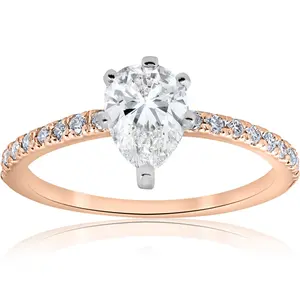 G/VS 1.20Ct Pear Shape Diamond Engagement Ring 14k Rose Gold Lab Grown G/VS 1.20Ct Pear Shape Diamond Engagement Ring 14k Rose Gold Lab Grown