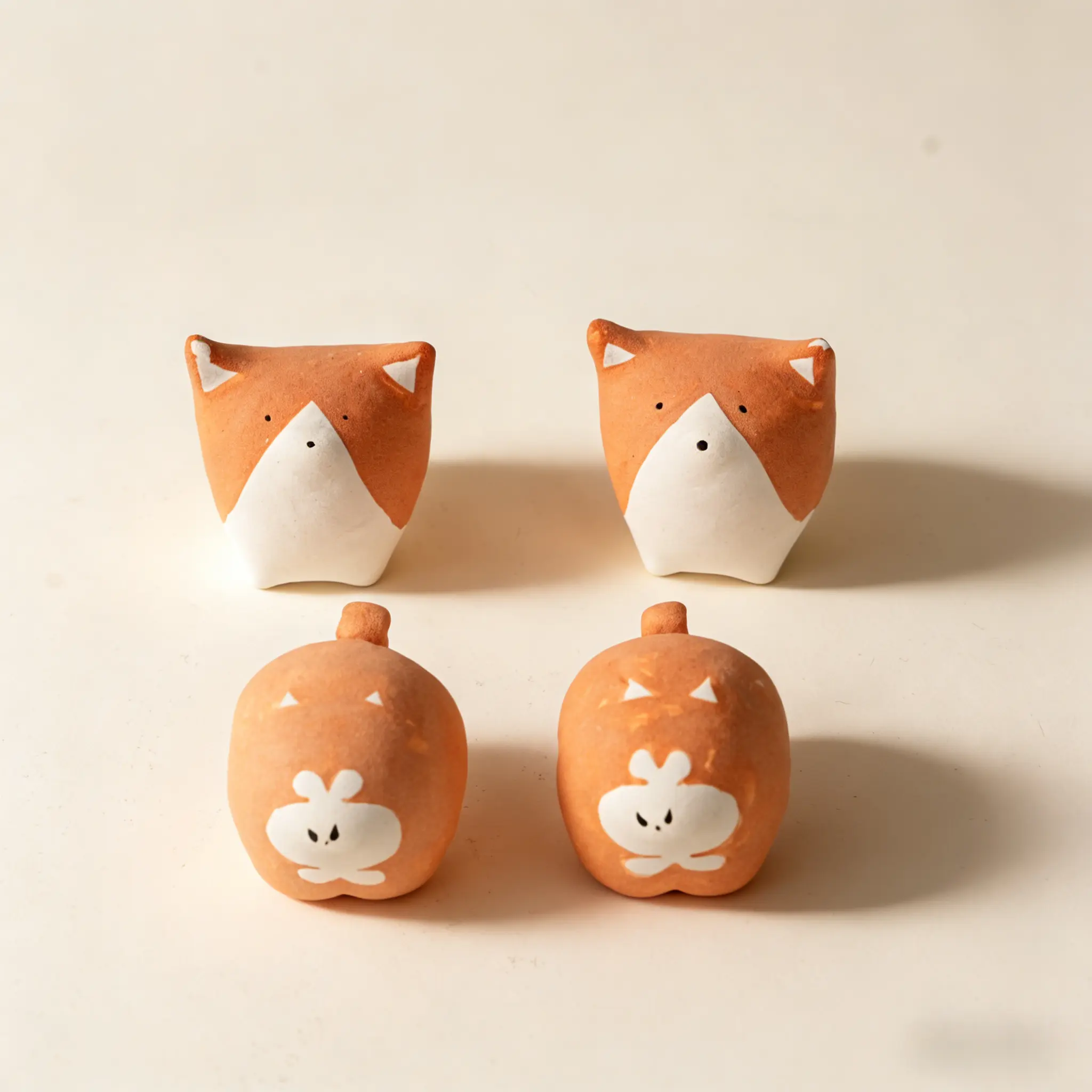 Handcrafted Corgi & Shiba Inu Ceramic Figurine – Desk Decor Adorable Pet Themed Ornament for Home Office
