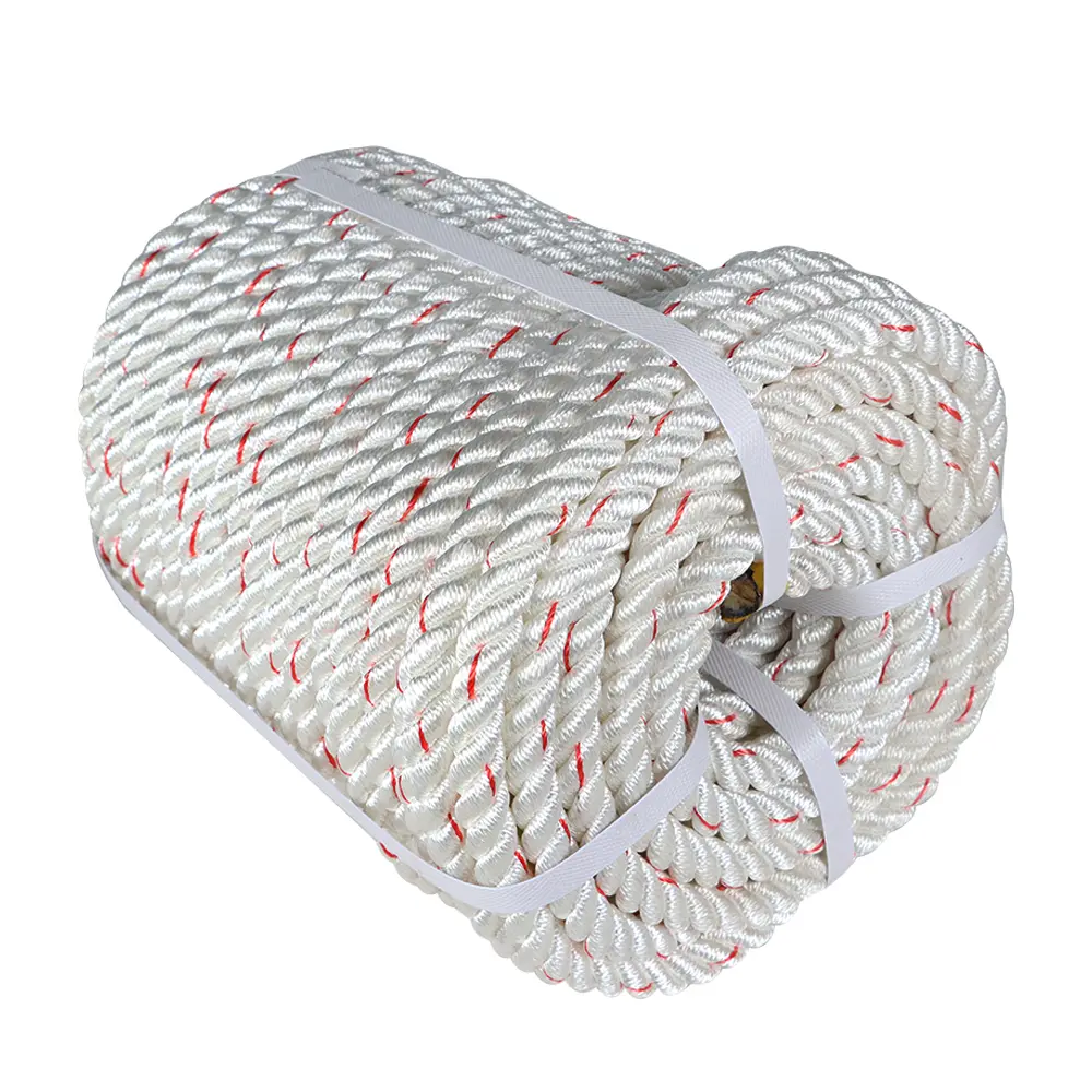 Heavy Duty Weatherproof Braided Polyester Synthetic Bull Rigging Rope – Multi-Size 5/8" & 1/2" Diameters, 150 FT White-Red & 100 FT White-Grey-Blue High Strength Rope for Tools & Hardware Applications, Synthetic Rope