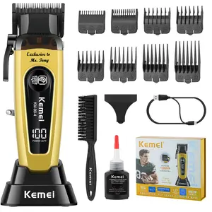 KEMEI KM-90-4 Professional Hair Clipper for Men Cord/Cordless Hair Cutting Kits, Hair & Beard Trimmer, Adjustable Blade Barber Clippers with USB Rechargeable, Gift for Men
