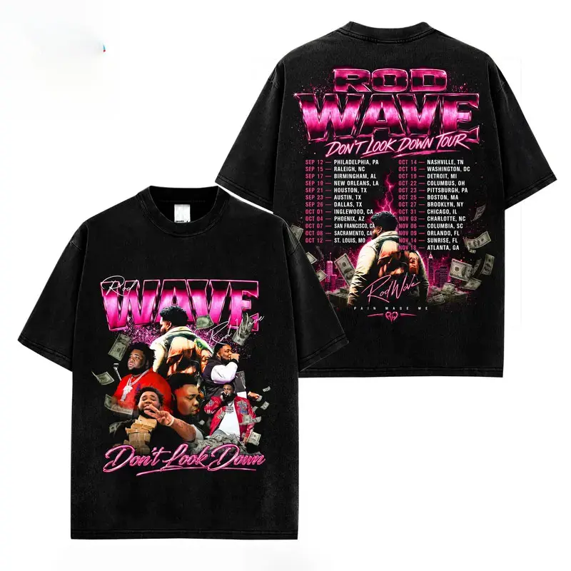 Rod Wave Don’t Look Down Tour 2026 Graphic T-Shirt, Made in USA, 100% Cotton, Tour Merch Inspired Tee, SoulFly Rap Streetwear Shirt, Heart On Ice Fan Gift for Concert Fans, Rap Music Lovers and Hip Hop Fans