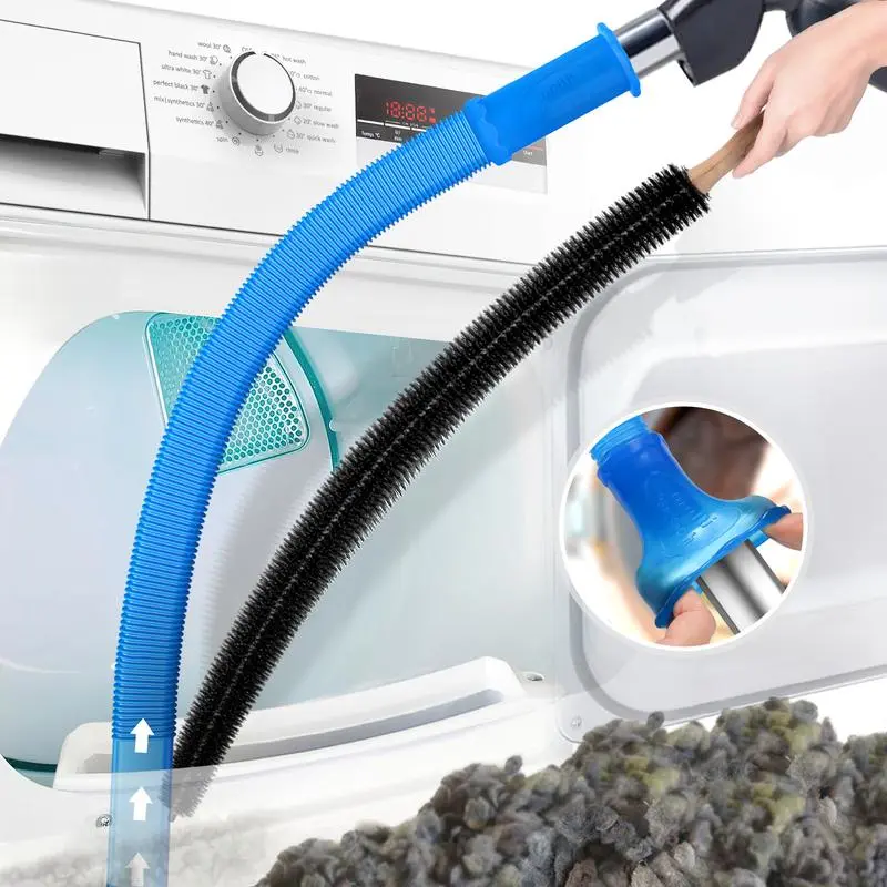 Automotive Interior Care Heavy-Duty Dryer Vent Cleaning Vacuum Hose & Brush, High-Pressure Lint Remover with PP Tube Attachment, Plastic & Rubber Care Fire Hazard Prevention Tool