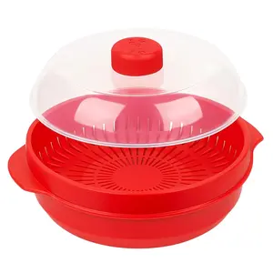 Microwave Steamer BPA-Free Red Cooker – Steam Veggies
