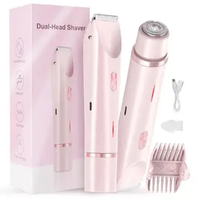 Women's 2-in-1 Hair Removal Trimmer - Multifunctional Rechargeable Depilatories, Electric Shaver & Dual-Head Epilator for Painless Grooming of Pubic Area, Face, Underarms, IPX7 Waterproof, Holiday Gift, Multifunctional Hair Trimmer