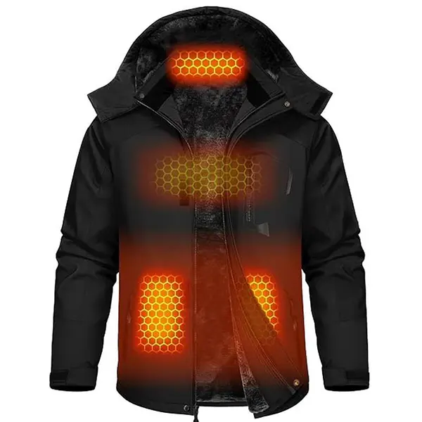 Wulcea Graphene Heated Jacket for Men Fur Lined with Large Capacity Battery Pack