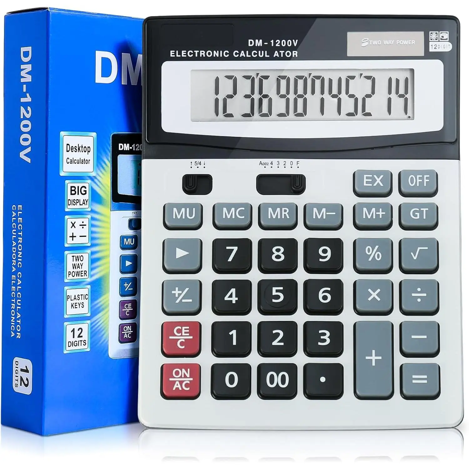 Calculator, 12-Digit Large LCD Display Calculators Desktop, Dual  Calculators for Office/School, Big Button Basic Desk Calculator with Standard Function