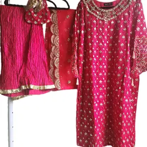 Fabcy ready to wear Pakistani wedding 4 piece sharara suit