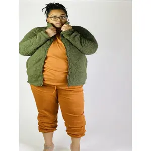 The Teddy Sherpa Jacket | Dark Olive| Plus size Casual Comfort Womenswear Chic fuzzy oversized wool coats women minimalist cardigan vest jacket sweater drop shoulder