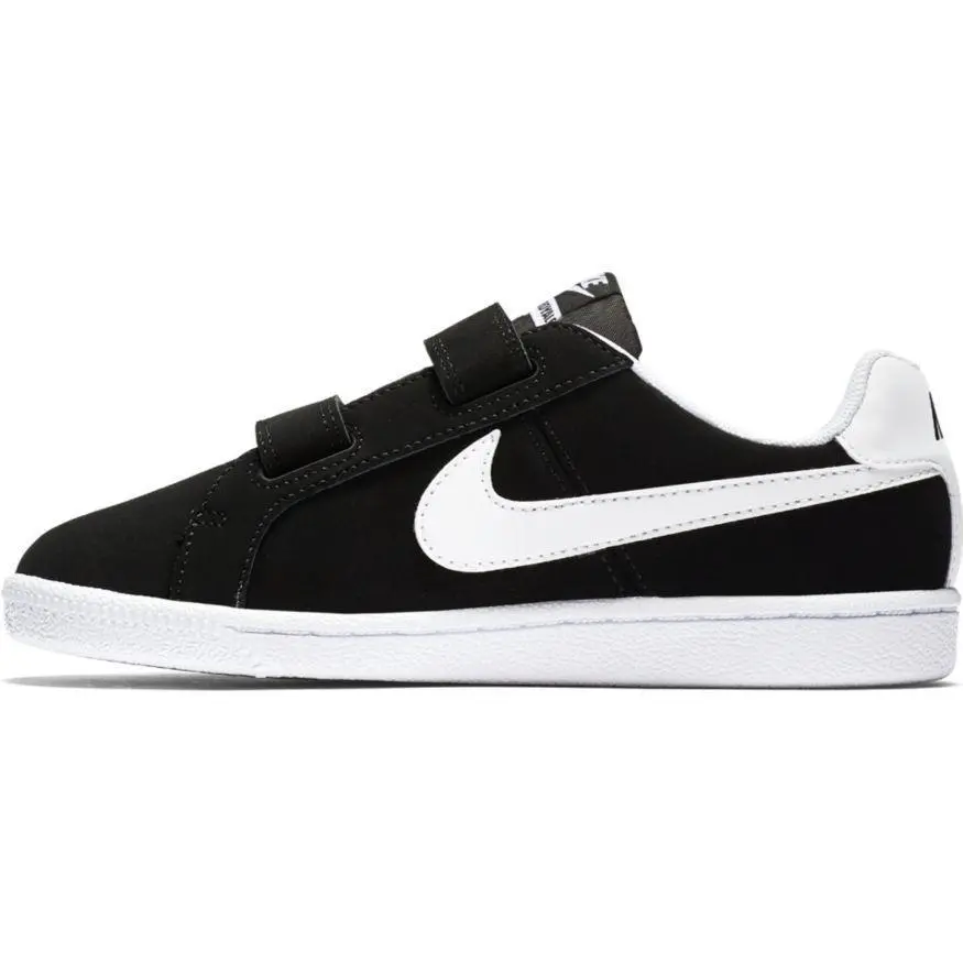 NIKE Kids' Court Royale Low Top Lace-Up Trainers, Sporty Casual Round Toe Footwear - Black/White, 8 - 9 Years, 6-10 Years, Boy, Laces, Casual Training Footwear, Synthetic, Everyday Use