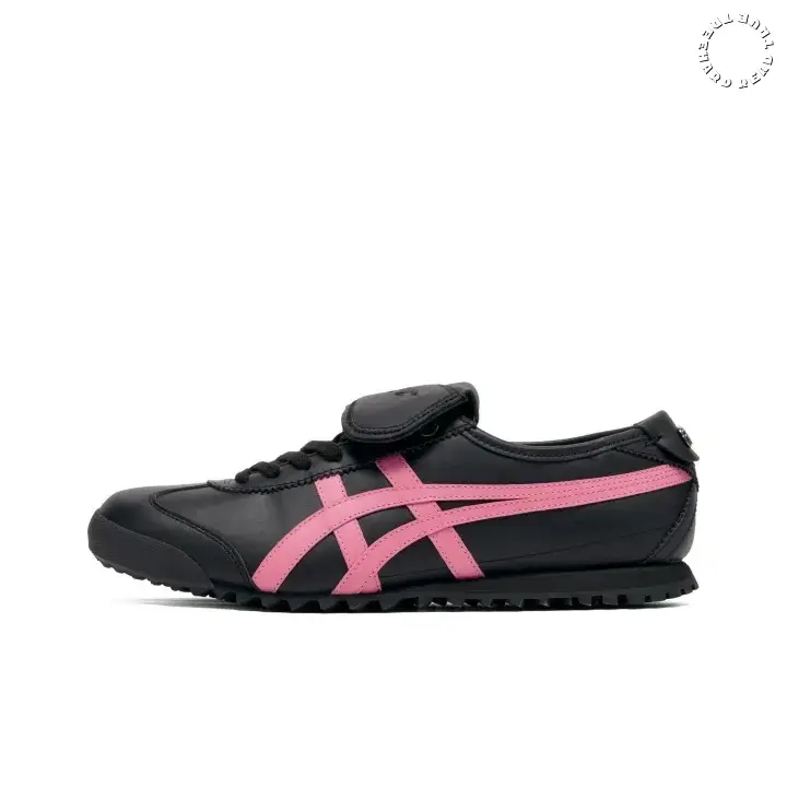 Black with Pink Stripe Casual Sneakers | Street Style | Summer Vibe | Soft Leather Upper | Lightweight | Comfort Fit | Hook-and-loop Design | Daily Walking | Solid Color Match | Brand New | Unisex | Multiple Sizes Available