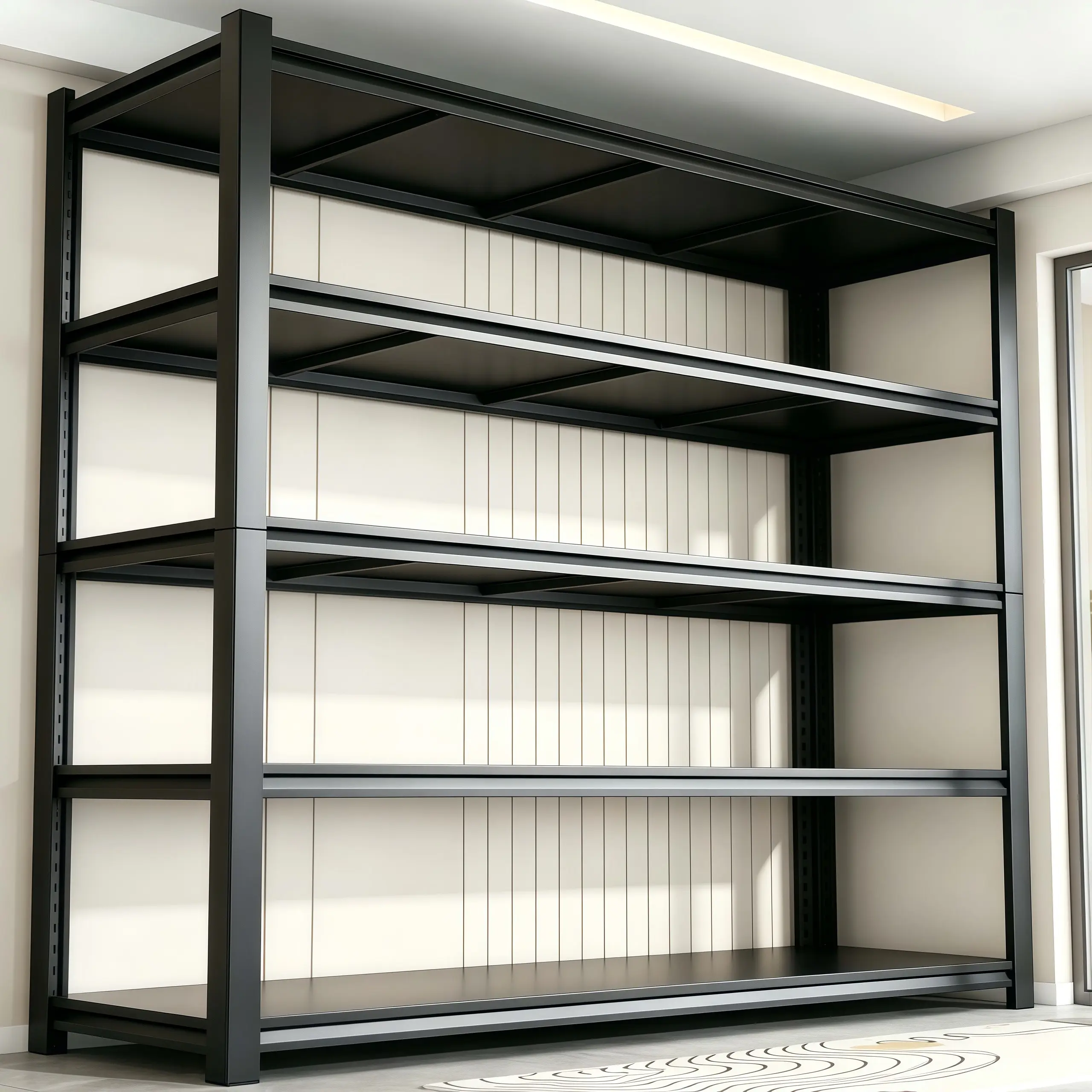 77.4" H Heavy-Duty Garage Shelving Unit 2,500 lb Capacity Adjustable 5-Tier Metal Rack Tool-Free Assembly Rust-Resistant for Garages Basements Workshops Kitchens Pantries