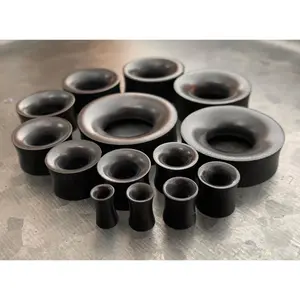 PAIR of Beautiful Concave Organic Black Areng Wood Double Flare Tunnels - Gauges 4g (5mm) thru 1&3/8" (35mm)