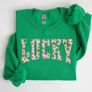 [Sale Up To 40%] Lucky Clover Sweatshirt, St. Patrick’s Day Green Shamrock Hoodie, Cute Irish Holiday Shirt, Gifts for Men and Women, Casual Streetwear Unisex Top