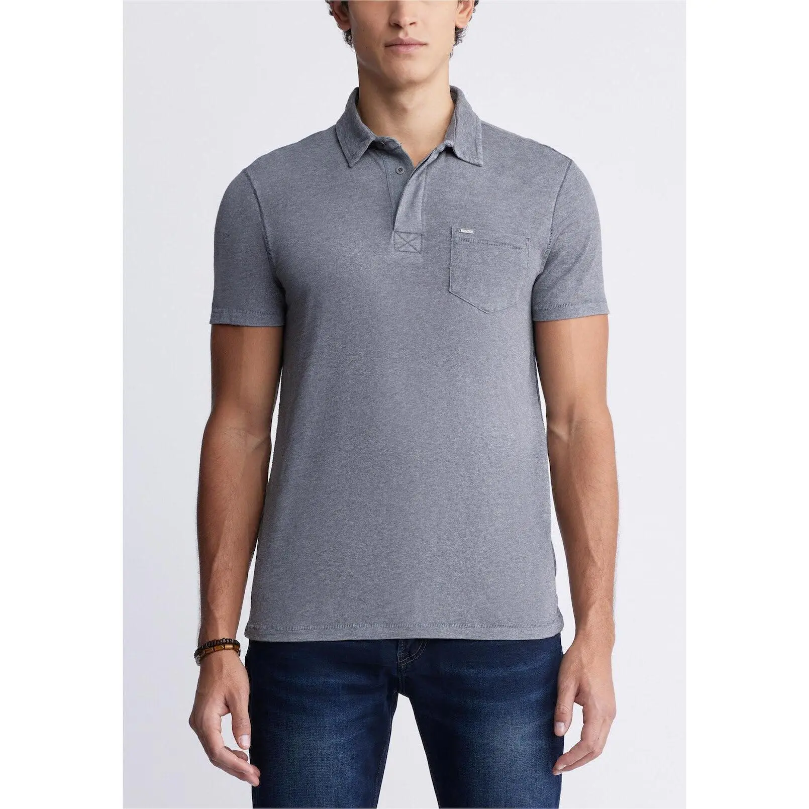 Kasper Men's Short-Sleeve Polo in Charcoal Grey - BM24233