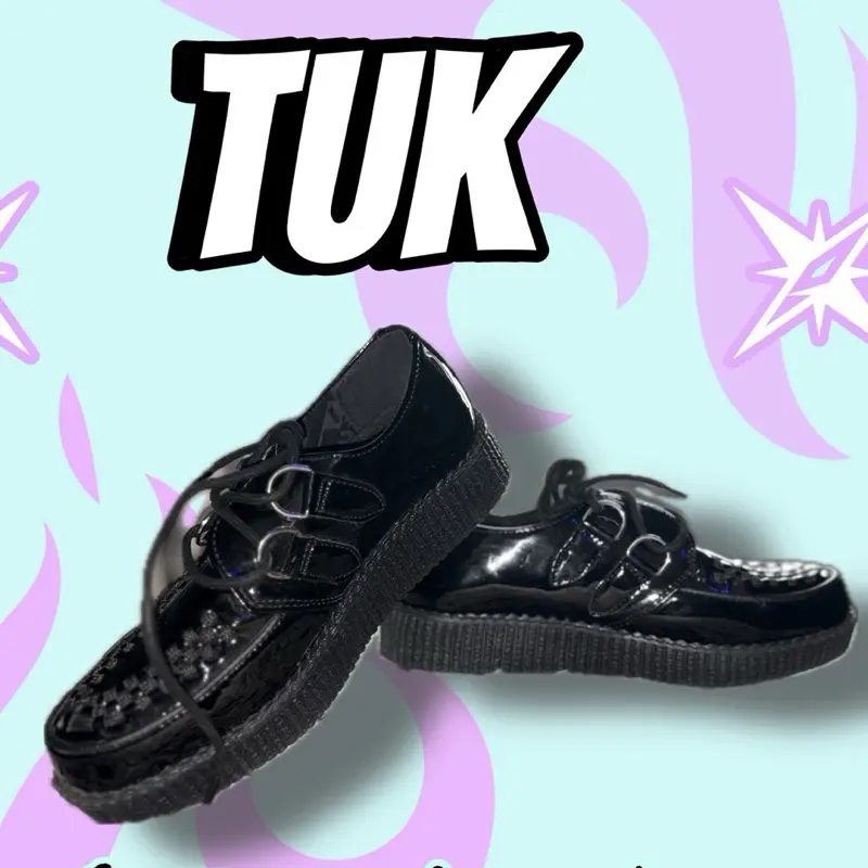 TUK vegan leather creepers woman’s rockabilly lace up footwear y2k goth platform shoes for punks, alternative girls, cruelty-free