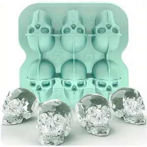 1PC skull-shaped silicone ice cube mold, easy to demold ice mold, suitable for whisky, cocktails and parties, Halloween, reusable, a great companion for fine wines, Ice Cube Tray