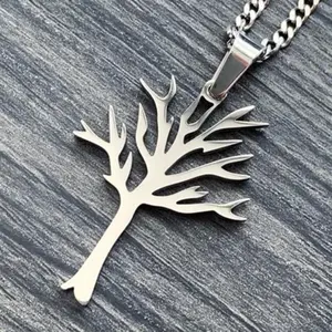 Unisex Fashion Tree Necklace - Stainless Steel Never Fade Pendant Jewelry for Daily Use