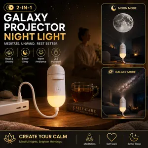 Galaxy Starry Sky Night Light Projector,360° Adjustable Brightness Control Eye‑Caring LED Night Light for Kids Adults Bedroom Home Ceiling Car Decor Gift