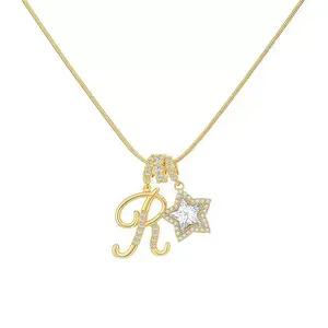 Elegant Sweet 26 Letter Zirconia Star PendantNecklace,High End Necklace, Perfect Gift for MomOr Girlfriend for Valentine's Day, Mother's Day &Birthdays,Personalized Jewelry Gift
