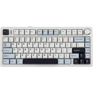 x Aula F75 Gasket Mechanical Keyboard, 75%  Hot Swappable Gaming Keyboard with Five-Layer Padding&Knob, BT/2.4GHz/USB-C, RGB (Light Blue, LEOBOG Reaper )