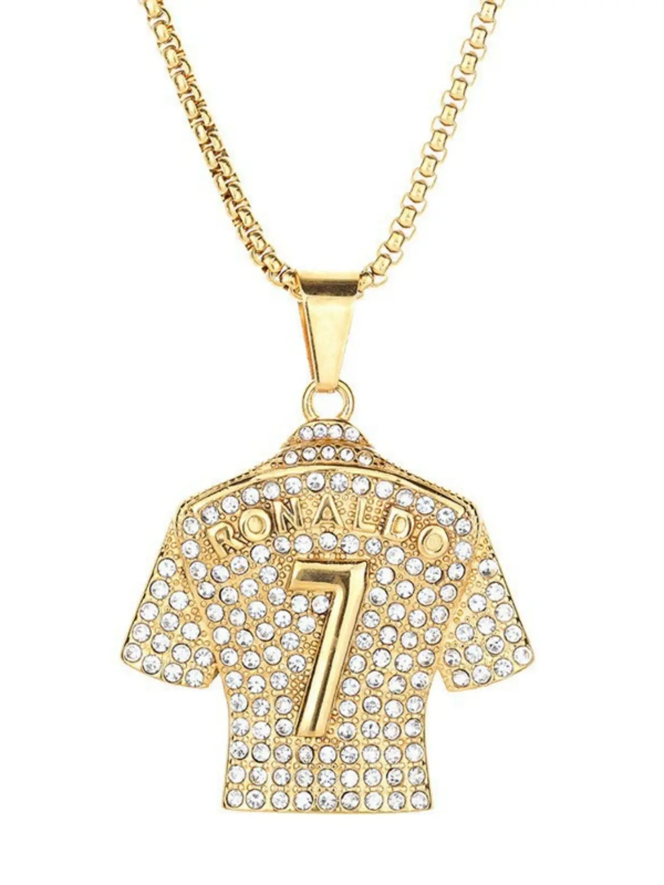 Men's Stainless Steel Pendant Necklace, Football Star Rhinestone Design, Lucky Numbers 7 & 10, Hip Hop Daily Wear Street Style Fashion Jewelry Gift