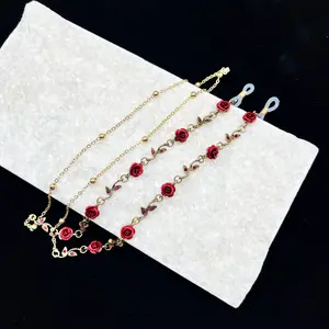 Vintage rose glasses chain, women's sunglasses lanyard, gifts