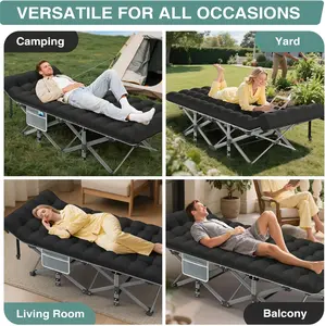 Camping Cot for Adults, Heavy-Duty Portable Cot Bed with Mattress, Foldable Padded Sleeping Cots for Camping Travel Tent Day Bed Outdoor & Home Guest, Max Load 500 LBS, 75X28X15” ZENPETIO