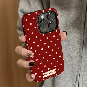 red polka dots phone case for use with iPhone 17 air 16 Pro max 15 plus 14 Pro 13/12/11/X/XR/XSMAX sublimation phone case compatible with Samsung Galaxy S25 ultra S24 plus S23 FE S22/S21 creative design Shockproof trending