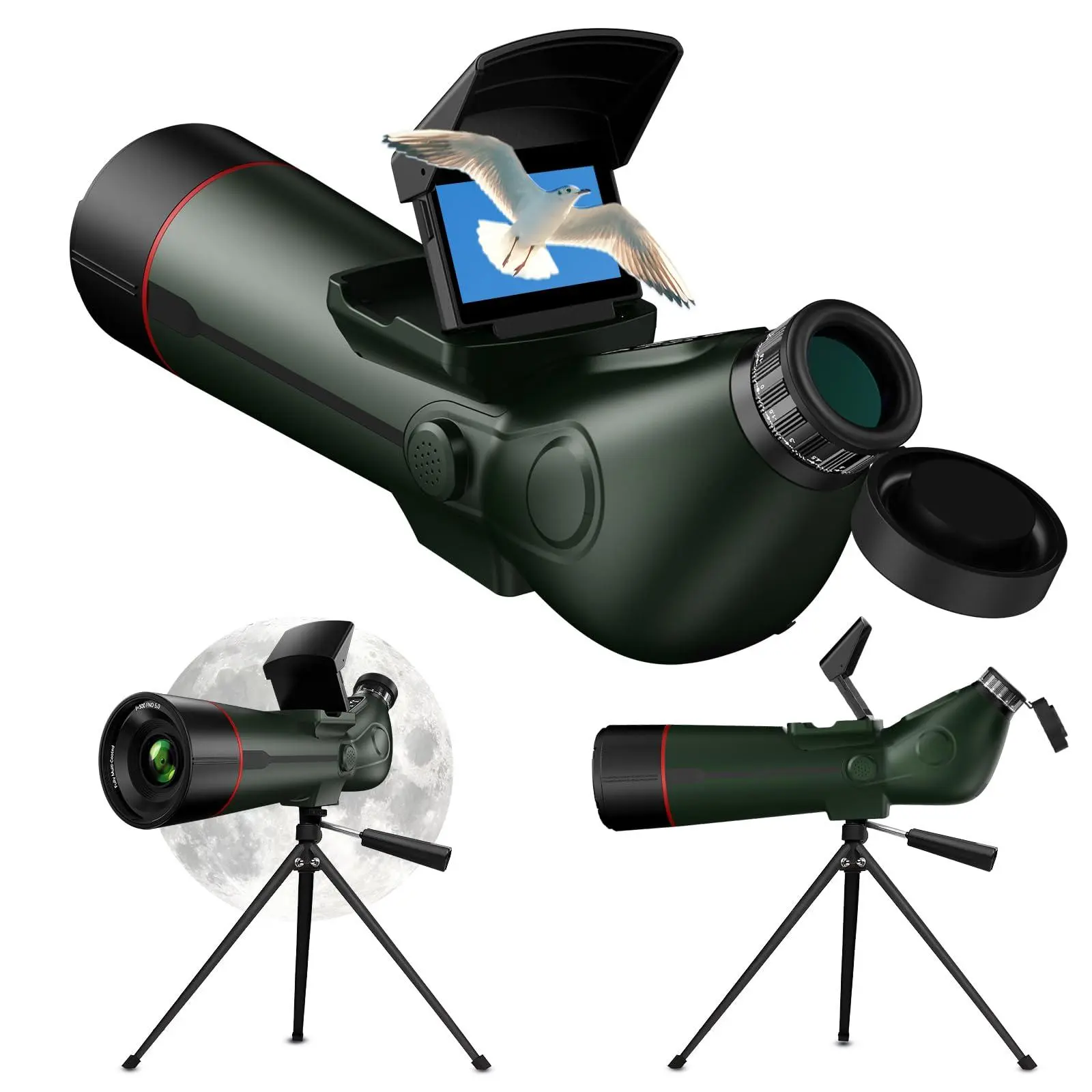 Smart Spotting Scopes Telescope, 78mm Large Objective Lens Save 30MP Photos&4K Video, 2.8'' Extended Screen for Stargazing,Bird Watching,Hiking,Wildlife Viewing,IP54 Waterproof