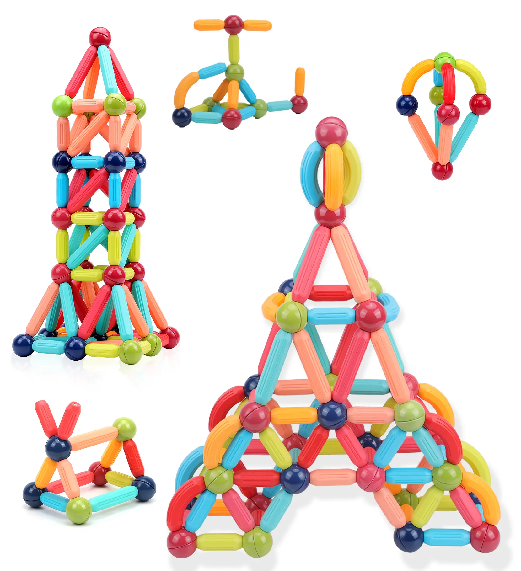 COUOMOXA 42PCS Magnetic Building Blocks for Kids: Magnetic Stick Montessori Game for 3 4 5 Years Old Toddlers - STEM Starter Toy for Kids Age 3-5 Preschool - Birthday Gift for Boys Girls