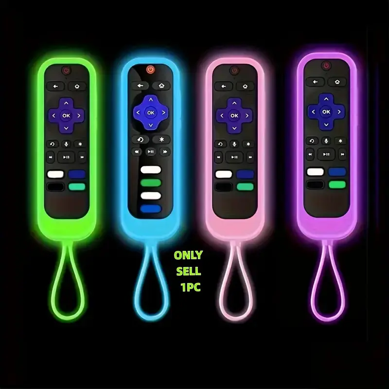 Roku TV Remote Control Cover, Fits Roku Express 4K+, Hisense and Onn Models, Wide Applicability, Glow-in-the-Dark Silicone Protective Sleeve, Easy to Clean, Effortless Cleaning, Silicone Material, Remote Covers