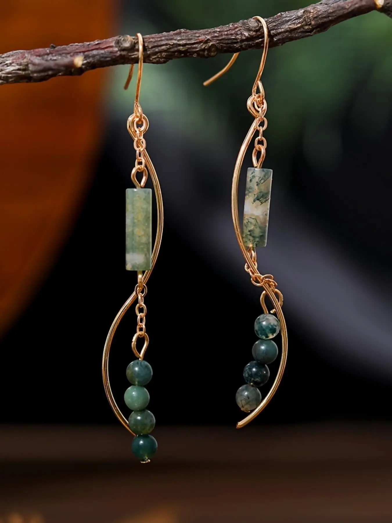 Vintage Style Green Artificial Zircon Decor Drop Dangle Earrings, Shining Earrings, Statement Earrings, Fashionable Jewelry for Women, Trendy All-match & Exquisite Jewelry for Birthday Gift