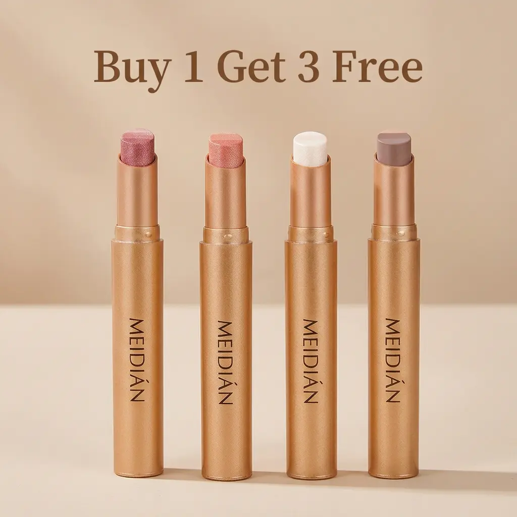 【Buy 1 Get 3 Free】 Women's 4-Pack 3-Color Cosmetic Eyeshadow Stick Set, Waterproof, Long-Lasting Creamy Shimmer Eyeshadow Crayons for Daily Makeup