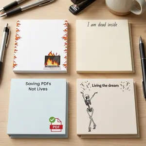 4 Counts/set 3x3 Inch Funny Office Sticky Notebook,Funny Office Note Pad, Adhesive Sticky Note for School Office Home Supplies, Humorous Phrases, Adhesive Stickers