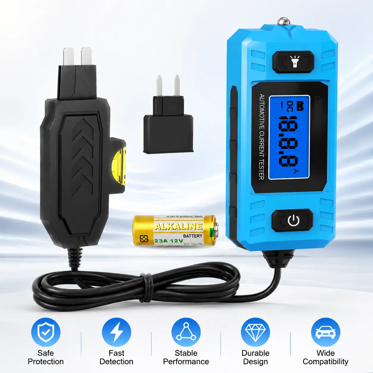 Handheld Compact Automotive Power Probe Circuit Tester - 12V-48V LCD Digital Voltage Check Tool, Car Fuse & Wiring Fault Diagnostic Tool for 23a 12V Batteries, 23A 12V Battery
