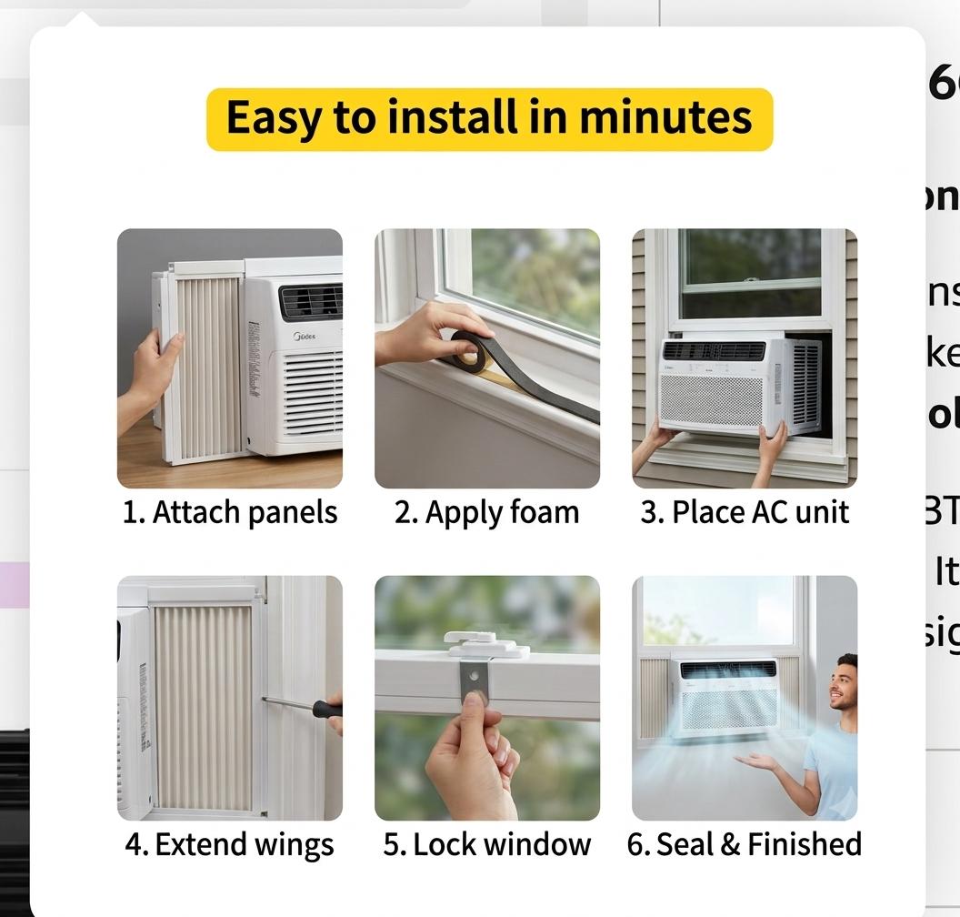 Midea 6000 BTU 110V Window Air Conditioner MAW06R1WBL-T - Like New Black Unit, ComfortSense Remote, 3-in-1 Multi-Mode Cooling/Dehumidifier/Fan, 56 dBA Quiet Sleep, Energy Saver, Timer, Fits 23-36" Windows, 250 Sq. Ft. Coverage, Open Box Premium Condition