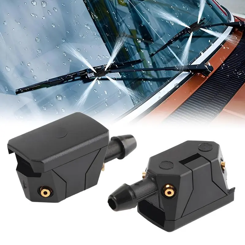 SETIPS 2 Windshield Washer Nozzles, 4-Hole Straight Column Jet Nylon Car Wash Accessories - Left & Right Wiper Sprayers, Easy Replacement Auto Parts with Spray Angle Adjustment Function, Cool Car Stuff