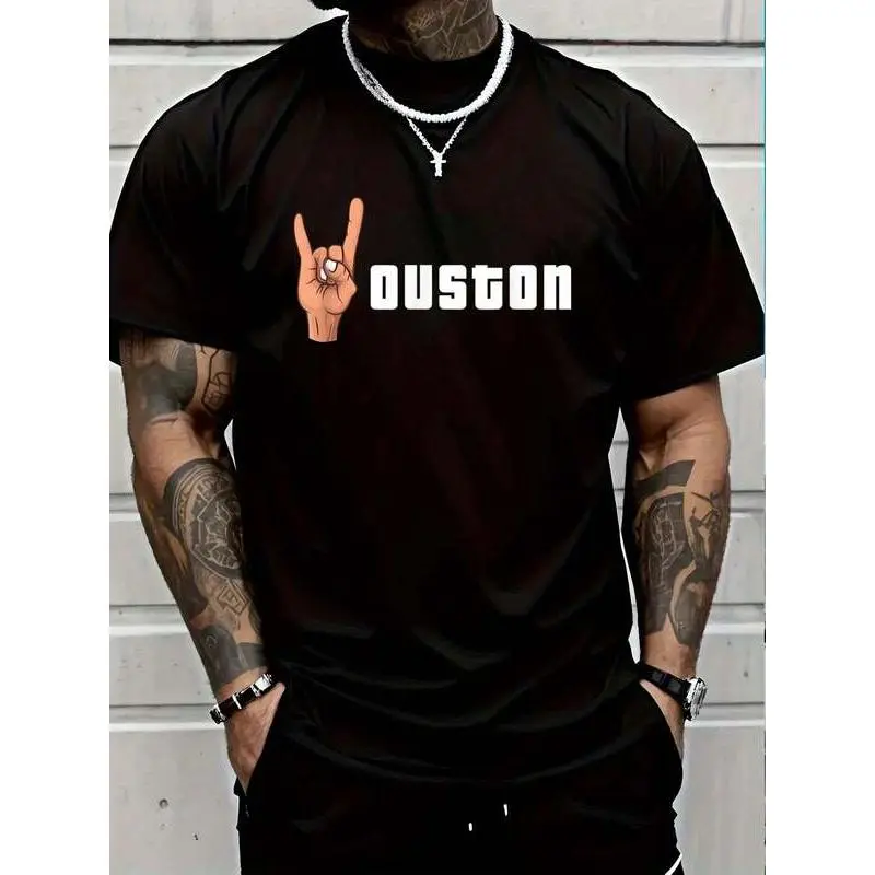 Houston Ouston Hand Gesture T-Shirt for Women Men Cotton Clothing For Houston Lovers Texas